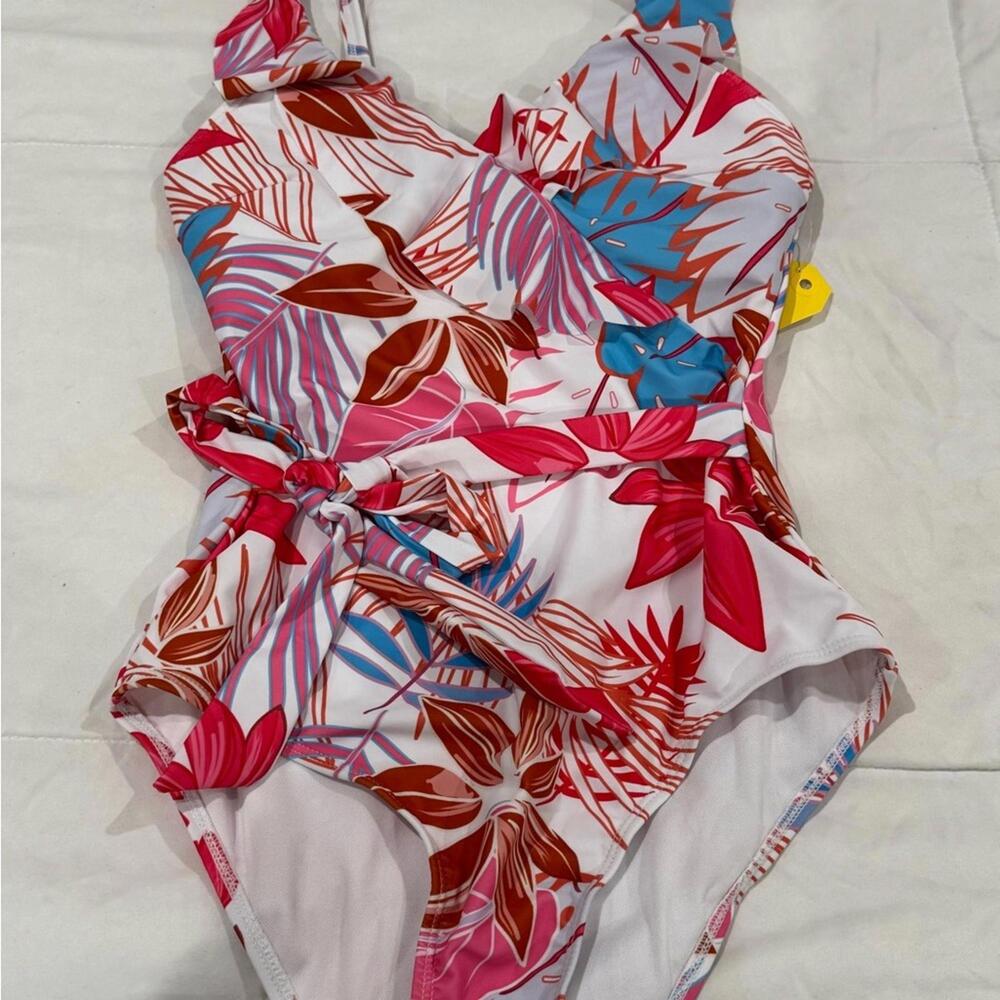 Tropical Leaf Print Swimsuit